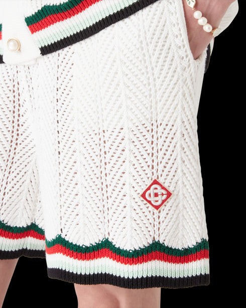 CASABLANCA Cotton Chevron Crochet Shorts Mens Apparel
