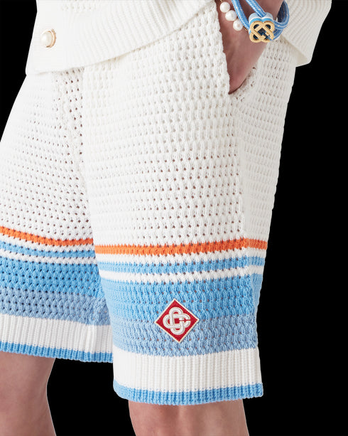 CASABLANCA Cotton Chevron Crochet Shorts Mens Apparel