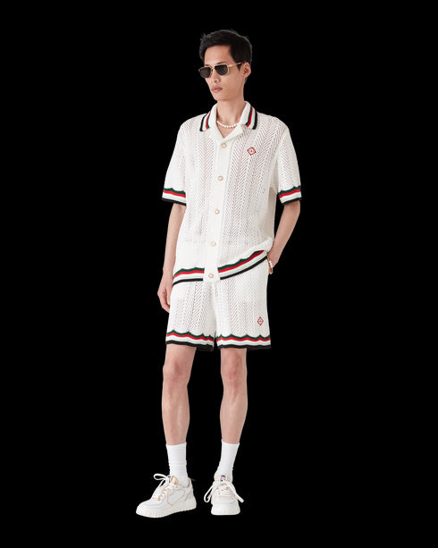 CASABLANCA Cotton Montagne Ondulee Short-Sleeve Crochet Shirt Mens Apparel