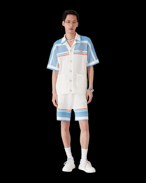 CASABLANCA Cotton Tennis Short-Sleeve Crochet Shirt Mens Apparel