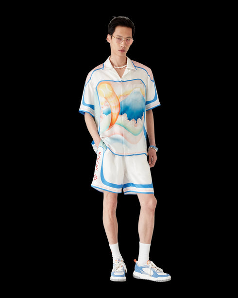CASABLANCA Fuji Dream Short-Sleeve Silk Shirt Mens Apparel