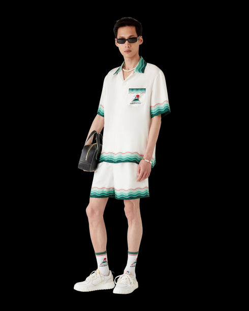 CASABLANCA Montagne Ondulée Short-Sleeve Silk Shirt Mens Apparel