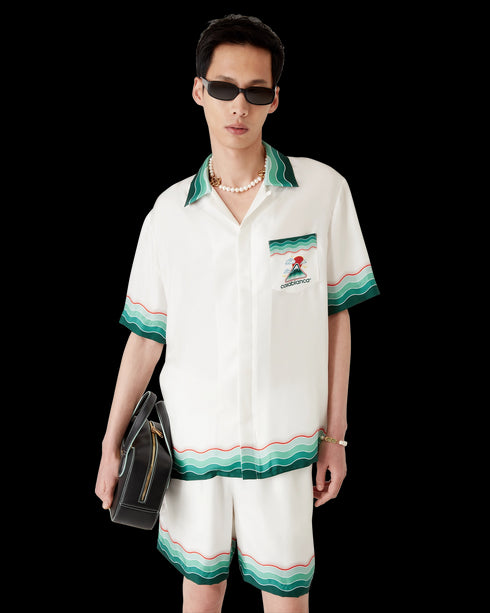 CASABLANCA Montagne Ondulée Short-Sleeve Silk Shirt Mens Apparel