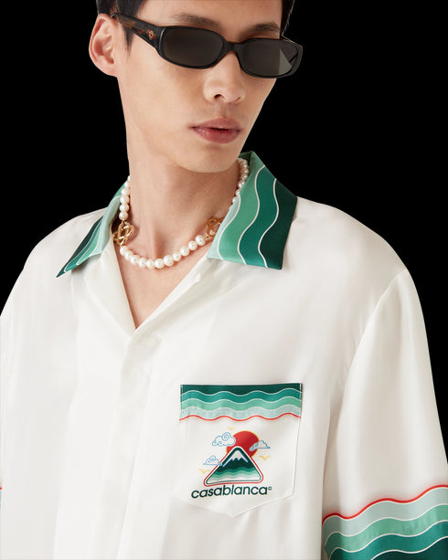 CASABLANCA Montagne Ondulée Short-Sleeve Silk Shirt Mens Apparel
