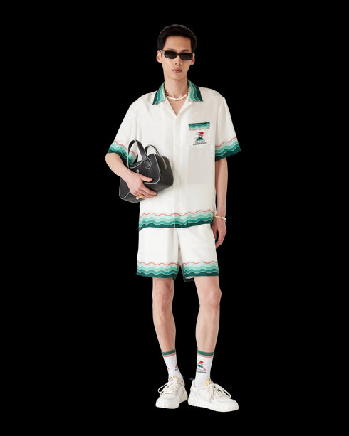 CASABLANCA Montagne Ondulee Silk Shorts Mens Apaprel