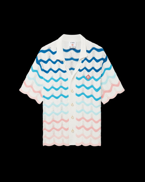 CASABLANCA Gradient Wave Crochet Shirt Mens Apparel