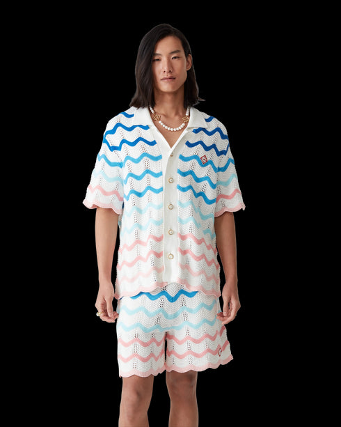 CASABLANCA Gradient Wave Crochet Shorts Mens Apparel