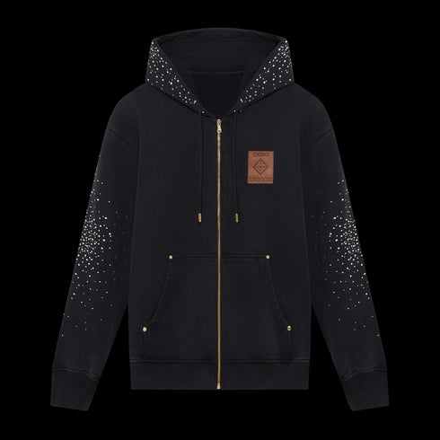 CASABLANCA La Prémonition Crystal Embellished Zip Hooded Sweatshirt Mens Apparel
