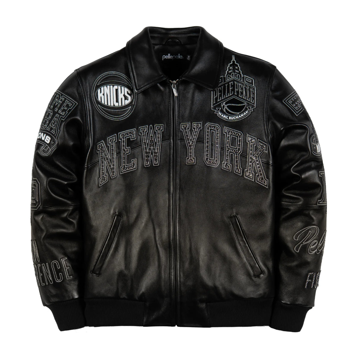 希少 Pelle Pelle チェーンリンクレザージャケット 40 L ブラック PELLE PELLE For City of Knicks Jacket Mens Apparel – ASPHALT