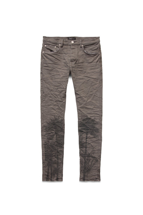 PURPLE BRAND P001 Charcoal Palms Print Mens Apparel