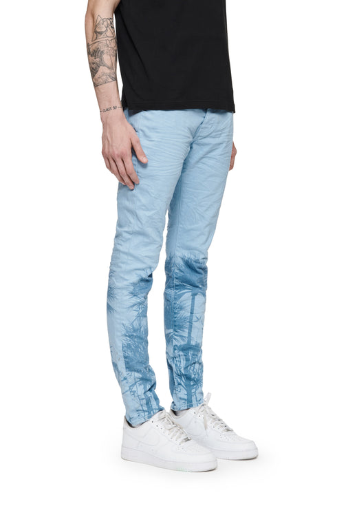 PURPLE BRAND P001 Placid Blue Palm Print Mens Apparel
