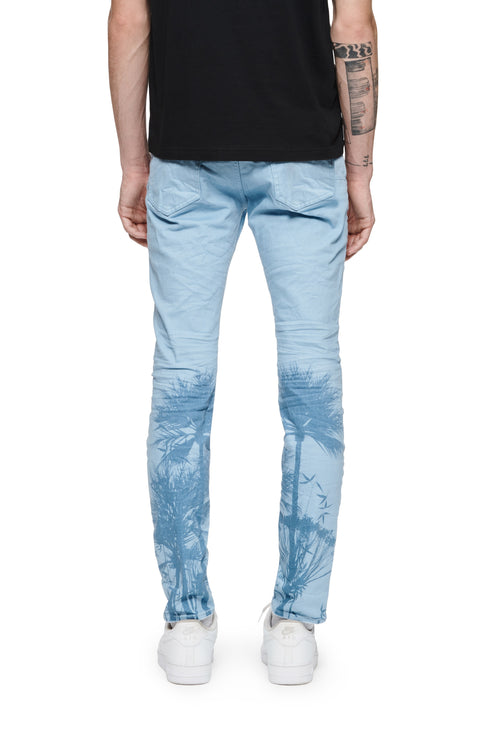 PURPLE BRAND P001 Placid Blue Palm Print Mens Apparel