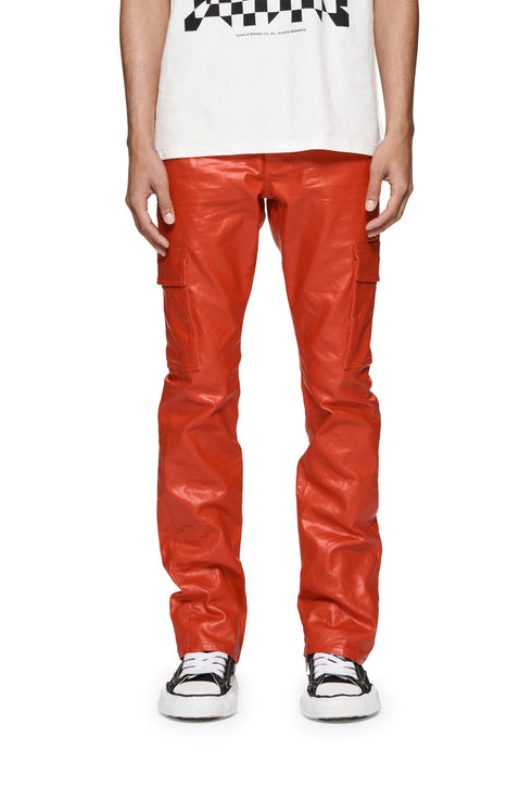 PURPLE BRAND Patent Film Cargo Flare Mens Apparel