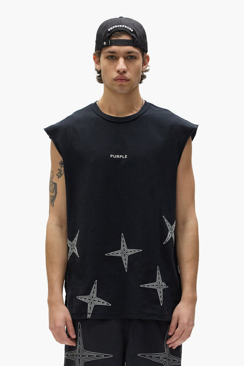 PURPLE BRAND P103 Embroidered Star Tank Top Mens Apparel