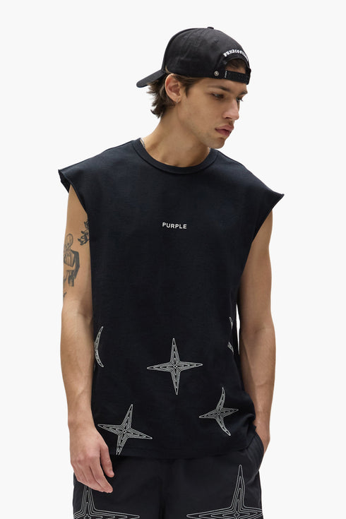 PURPLE BRAND P103 Embroidered Star Tank Top Mens Apparel
