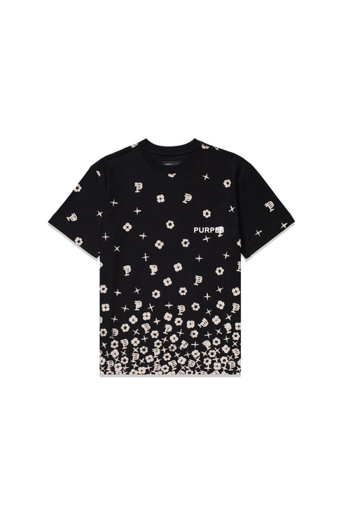PURPLE BRAND Scatter Monogram Black Beauty T-Shirt Mens Apparel