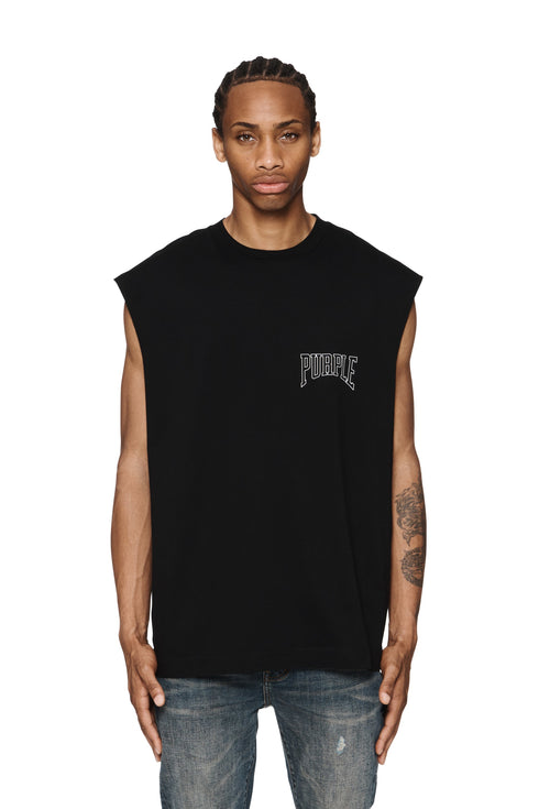 PURPLE BRAND P123 Oversized Cut Off Tee Mens Apparel