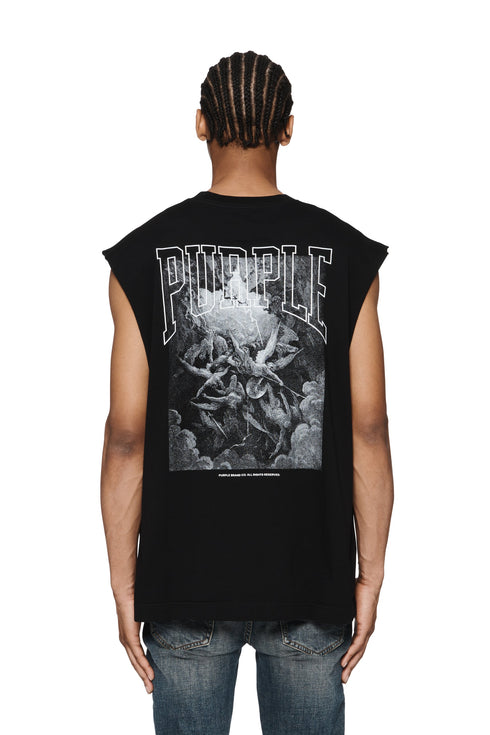 PURPLE BRAND P123 Oversized Cut Off Tee Mens Apparel