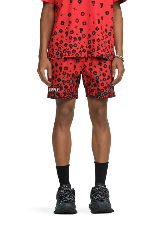 PURPLE BRAND Scattered Monogram High Risk Red All-Around Short Mens Apparel