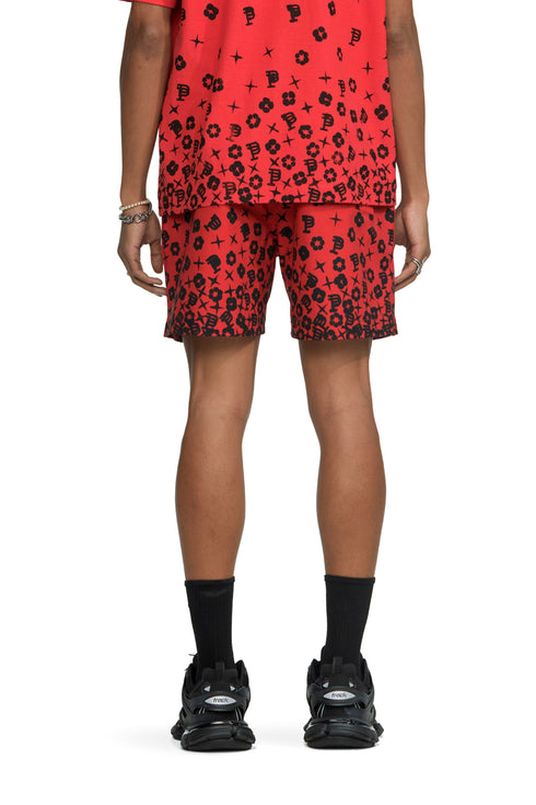 PURPLE BRAND Scattered Monogram High Risk Red All-Around Short Mens Apparel