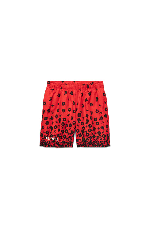 PURPLE BRAND Scattered Monogram High Risk Red All-Around Short Mens Apparel
