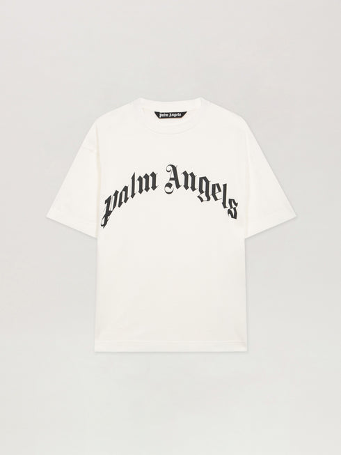 PALM ANGELS Curved Logo Reg Tee Mens Apparel