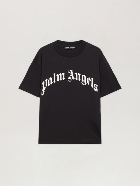 PALM ANGELS Curved Logo Reg Tee Mens Apparel