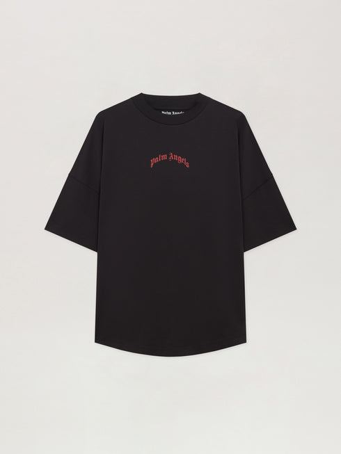 PALM ANGELS Back Curved Logo Over Tee Mens Apparel
