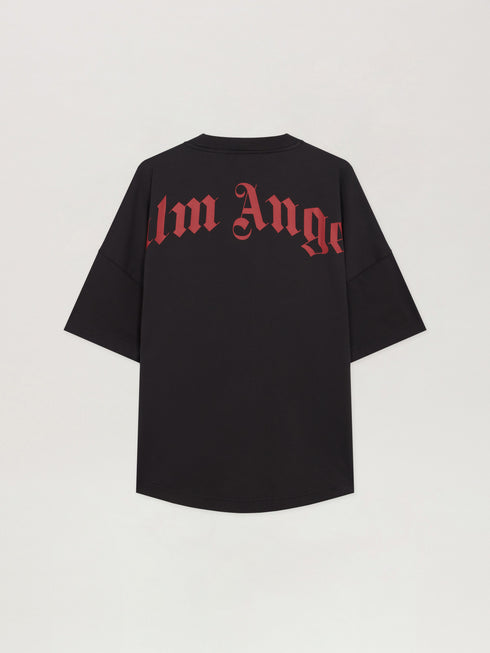 PALM ANGELS Back Curved Logo Over Tee Mens Apparel