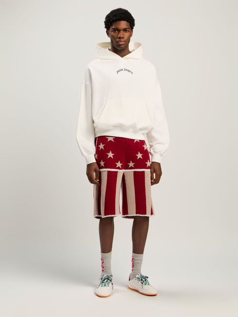 PALM ANGELS Back Curved Logo Loose Hoodie Mens Apparel