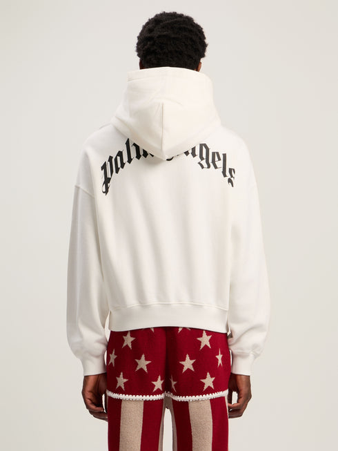 PALM ANGELS Back Curved Logo Loose Hoodie Mens Apparel