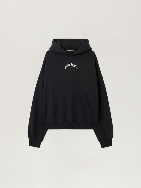 PALM ANGELS Back Curved Logo Loose Hoodie Mens Apparel