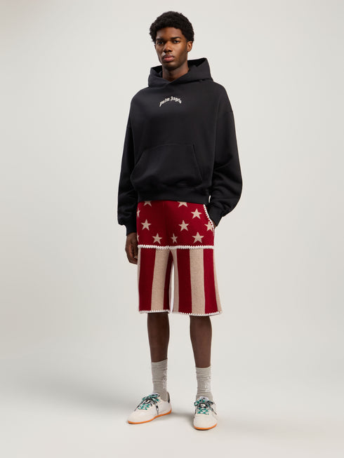 PALM ANGELS Back Curved Logo Loose Hoodie Mens Apparel