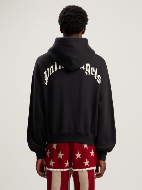 PALM ANGELS Back Curved Logo Loose Hoodie Mens Apparel