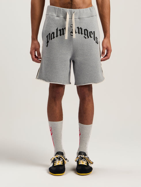PALM ANGELS Curved Logo Track Sweatshorts Mens Apparel