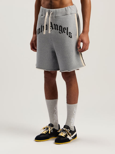 PALM ANGELS Curved Logo Track Sweatshorts Mens Apparel