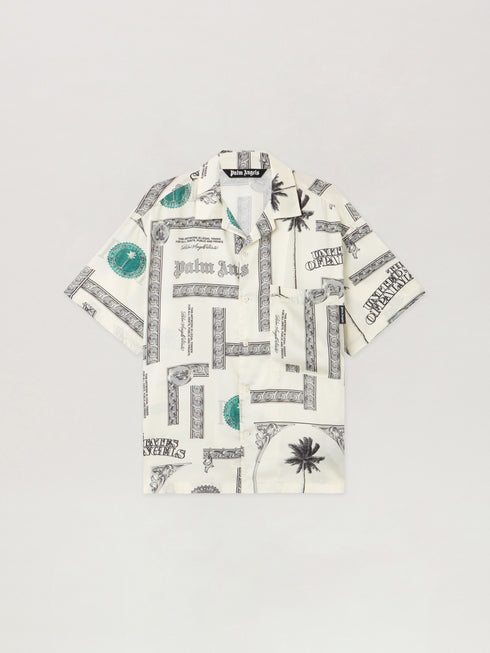 PALM ANGELS Dollar Print Short Sleeve Shirt Mens Apparel