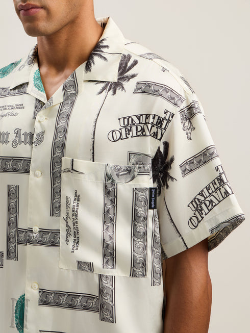 PALM ANGELS Dollar Print Short Sleeve Shirt Mens Apparel