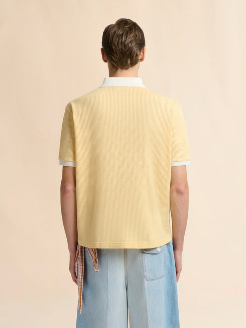 MARNI Yellow interlock polo shirt with jacquard motif Men's Apparel