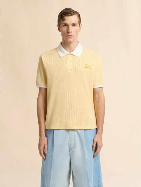 MARNI Yellow interlock polo shirt with jacquard motif Men's Apparel