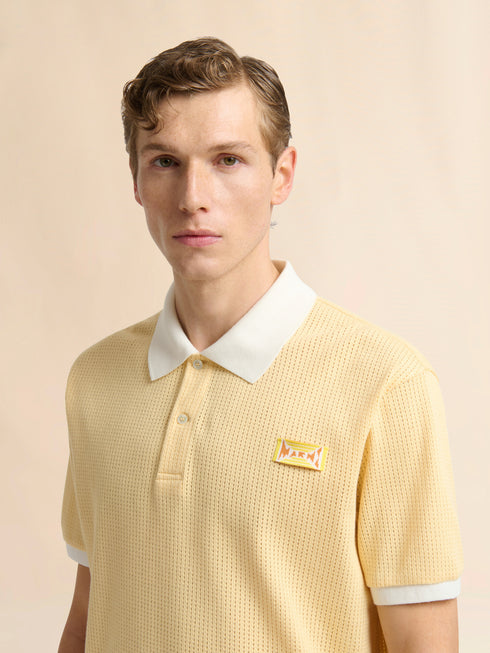 MARNI Yellow interlock polo shirt with jacquard motif Men's Apparel