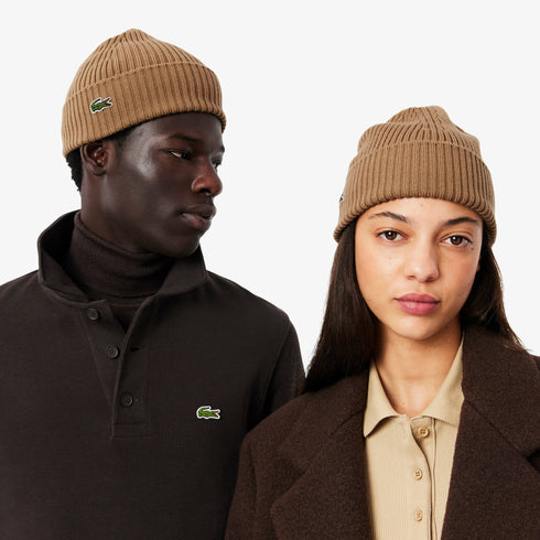 LACOSTE Rib Knit Brushed Wool Beanie Accessories