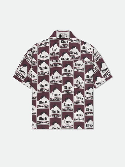 RHUDE Moonlight Bordeaux Silk Shirt Mens Apparel