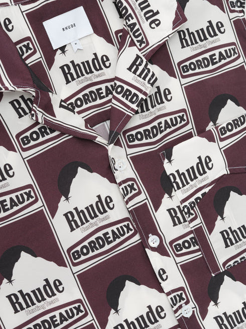 RHUDE Moonlight Bordeaux Silk Shirt Mens Apparel
