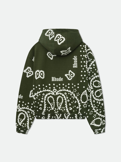 RHUDE Bandana Hoodie Olive Mens Apparel