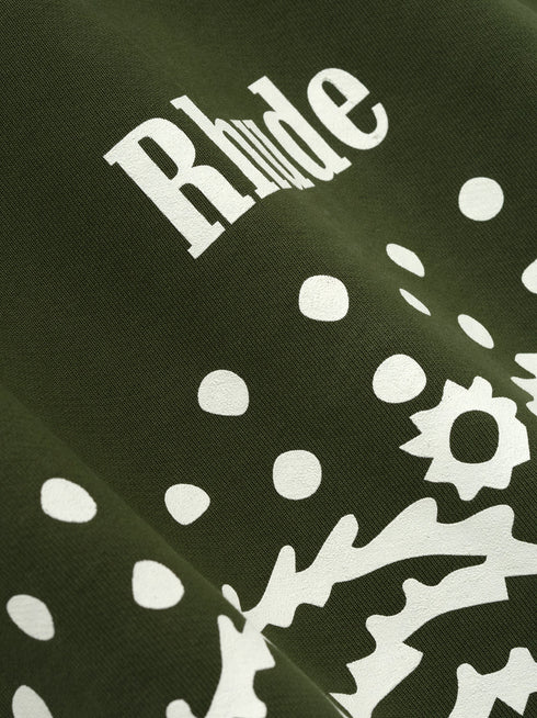 RHUDE Bandana Hoodie Olive Mens Apparel