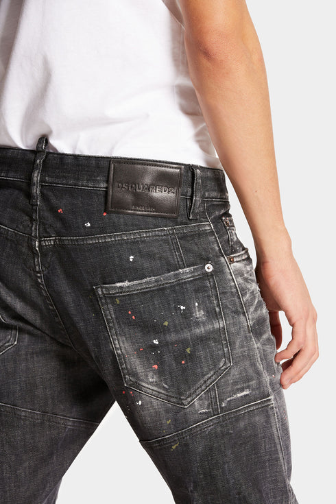 DSQUARED2 Black Spotted Wash Tidy Biker Mens Apparel