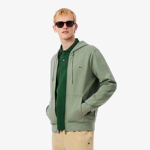 LACOSTE Classic Fit Zip-Up Fleece Sweatshirt Mens Apparel
