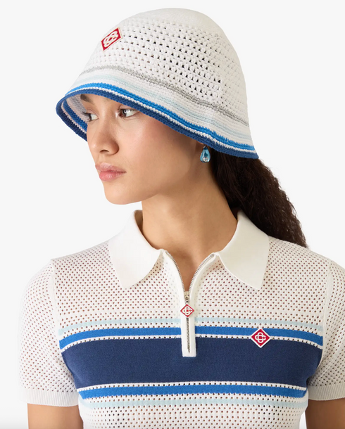 CASABLANCA Mesh Stripe Crochet Hat Accessories
