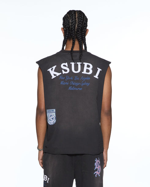 KSUBI Genesis Ekcess Cut Off Tank Charcoal Men's Apparel
